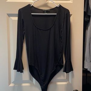 Black bell sleeves bodysuit